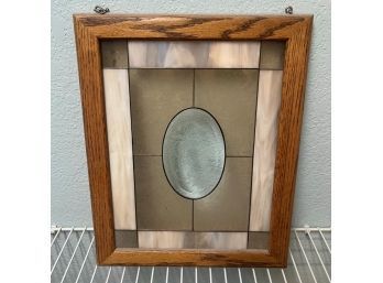 Wood Frame Hanging Colored/Etched Glass - Hummingbird Center