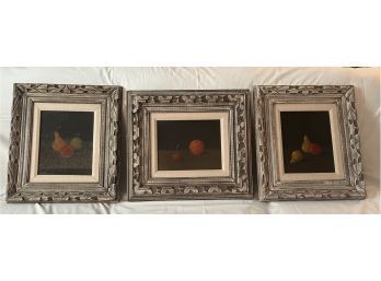 3 Still Life Paintings Of Fruit