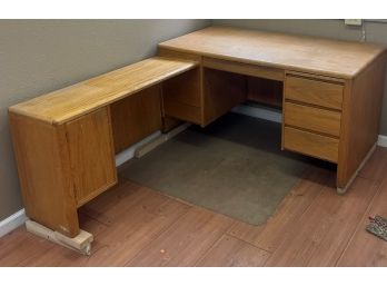 Wood Desk With Side
