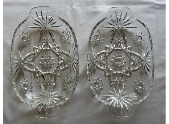 Matching Vintage Pressed Glass Segmented Serving Dishes
