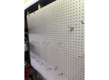 Large White Peg Board With Multiple Hook Accessories Include Bonus Smaller Pegboard