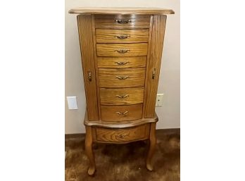 Queen Anne Style Wooden Jewelry Armoire