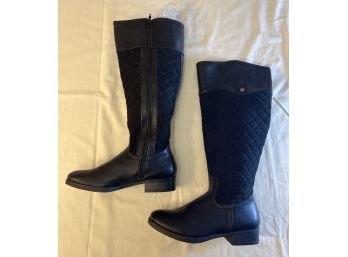 New Black Boots With Quilted Tops