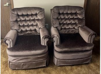 Set Of 2 Plush Swivel Armchairs
