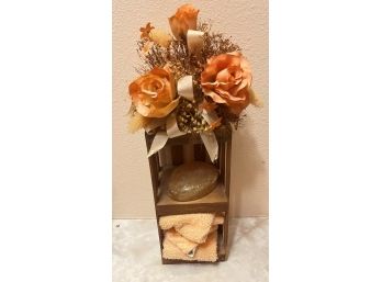 Soap & Hand Towel Wooden/ Flower Decorative Bathroom Item - NEW