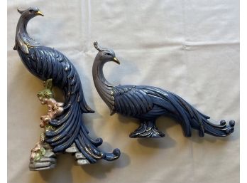 Vintage MCM Ceramic Pheasant Peacock Figurines