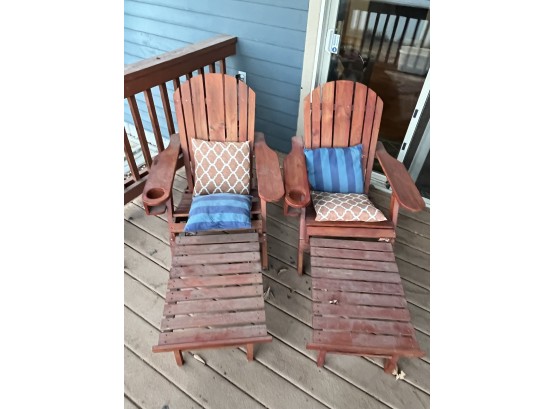 Modern Adirondack Chair With Pull Out Ottoman - SET OF 2 - Includes Side Table