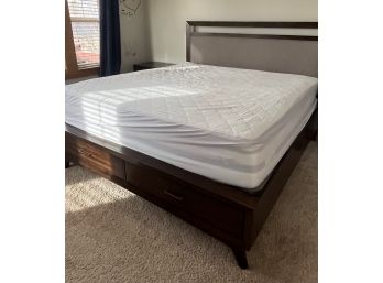 Luxe King Size Bed With Nearly New Mattress / Wood Frame