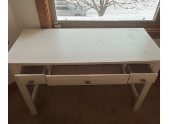 Girl's White Wooden Desk With 3 Drawers
