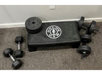 Workout Step Bench And Weights (Golds Gym)