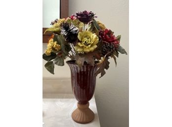 Ceramic Vase With Fake Flowers