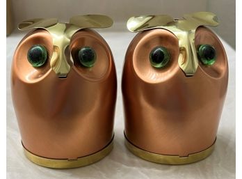 Set Of 2 Copper Owl Piggy Banks