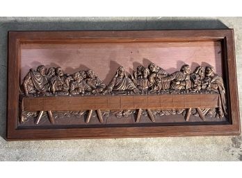 Copper Last Supper In Wooden Frame