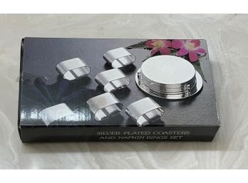 Silver Plated Coasters And Napkin Ring Set