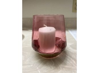 Glass Candle Holder And Candle