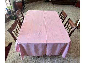 Wooden  Dining Room Table And 4 Chairs With Table Cloth