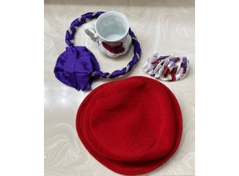 Red Hat Lady W/ Assecories And Coffee Cup