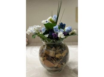 Glass Vase With Artificial Flowers