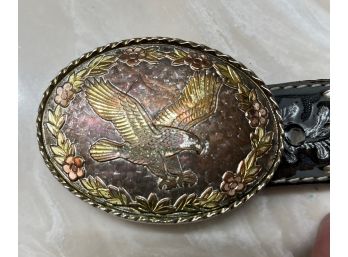 Eagle Belt Buckle And Leather Belt