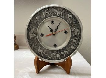 Thailand Metal Clock On Wood Stand