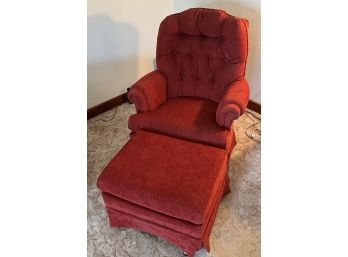 Burgundy Chair With Ottoman