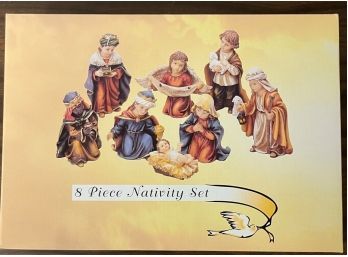 8 Piece NATIVITY Set (New In Box) Hand Painted Resin