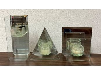 3 Glass Candle Holders