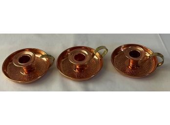 Lot Of 3 COPPER Candlestick Holders