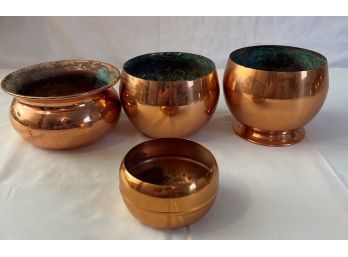 Lot Of 4 Used COPPER Bowls