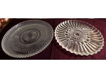Lot Of 2 Crystal Serving Dishes