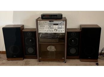 Vintage SOUNDESIGN Stereo System / Phonograph / 8 Track  Cassette With 4 Speakers Plus Bonus CD Player