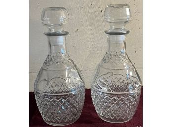 Set Of 2 - Princess Pressed Diamond Cut Decanter (One For Wine And One For Whiskey)