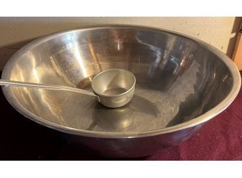 Large Metal Punch Bowl With Serving Laddle