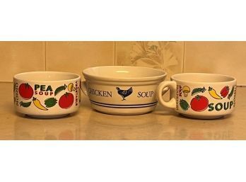 Lot Of 3 Soup Bowls / Cups