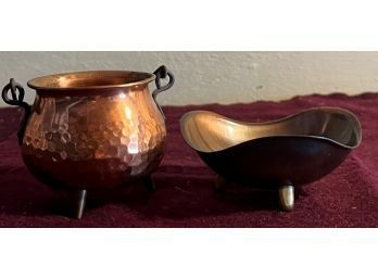 Very Cute Small COPPER Pot And Boat Set