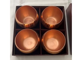 4 Roly Poly COPPER Bowls In Velvet Lined Box - New In Box