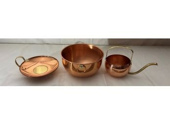 3 Piece COPPER - Bowl And Small Tea Pouring Vessel