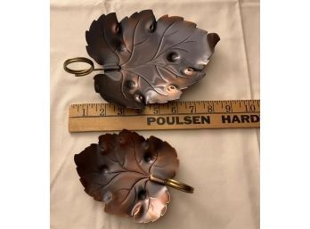 2 Copper Leaf Dishes