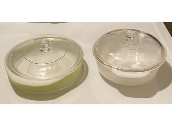 2 Serving Dishes With Glass Lids