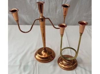 2 Copper Candlestick Holders