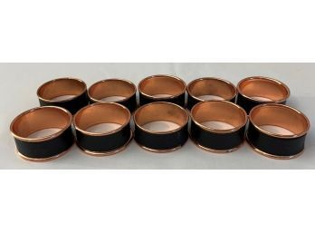 Set Of 10 Copper Faux Leather Napkin Rings