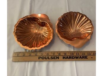 Lot Of 2 COPPER Clam Shaped Bowls