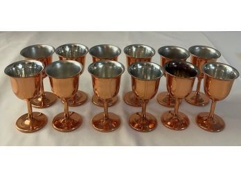 Lot Of 12 COPPER - Stainless Steel Lined Mini Goblets