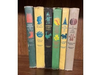 Lot Of 6 VINTAGE Books ( Wizard Of Oz, Grimm's Fairy Tells, Little Women, Rip Van Winkle )1954