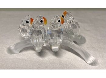 Swarovski Crystal 'four Baby Love Birds On A Branch'