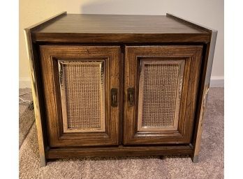 Side Table With Wicker Front Doors