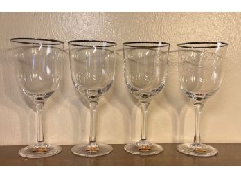 4 Noritake Full Lead Crystal Wine Glasses
