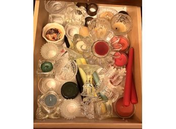 Drawer Full Of Candles & Candle Holders
