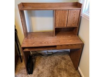 Wooden Desk With Pull Out Closed Lid Drawer
