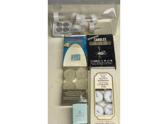 Candle Bundle #1 - Cool Metal Storage Tin Plus Tea Candles, Battery Tea Candles And More